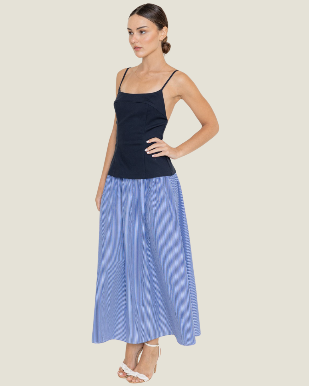 The Meredith: Two-Tone Midi Dress