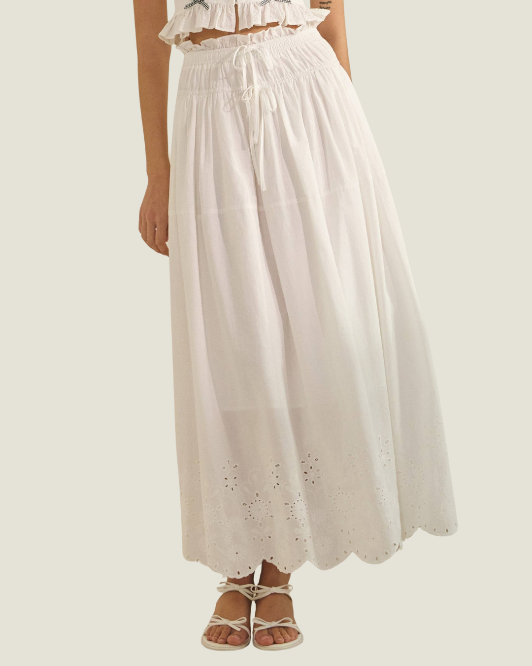 Marilyn Retro Eyelet Midi Skirt