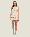 Willow Embroidered Linen Mini Skirt