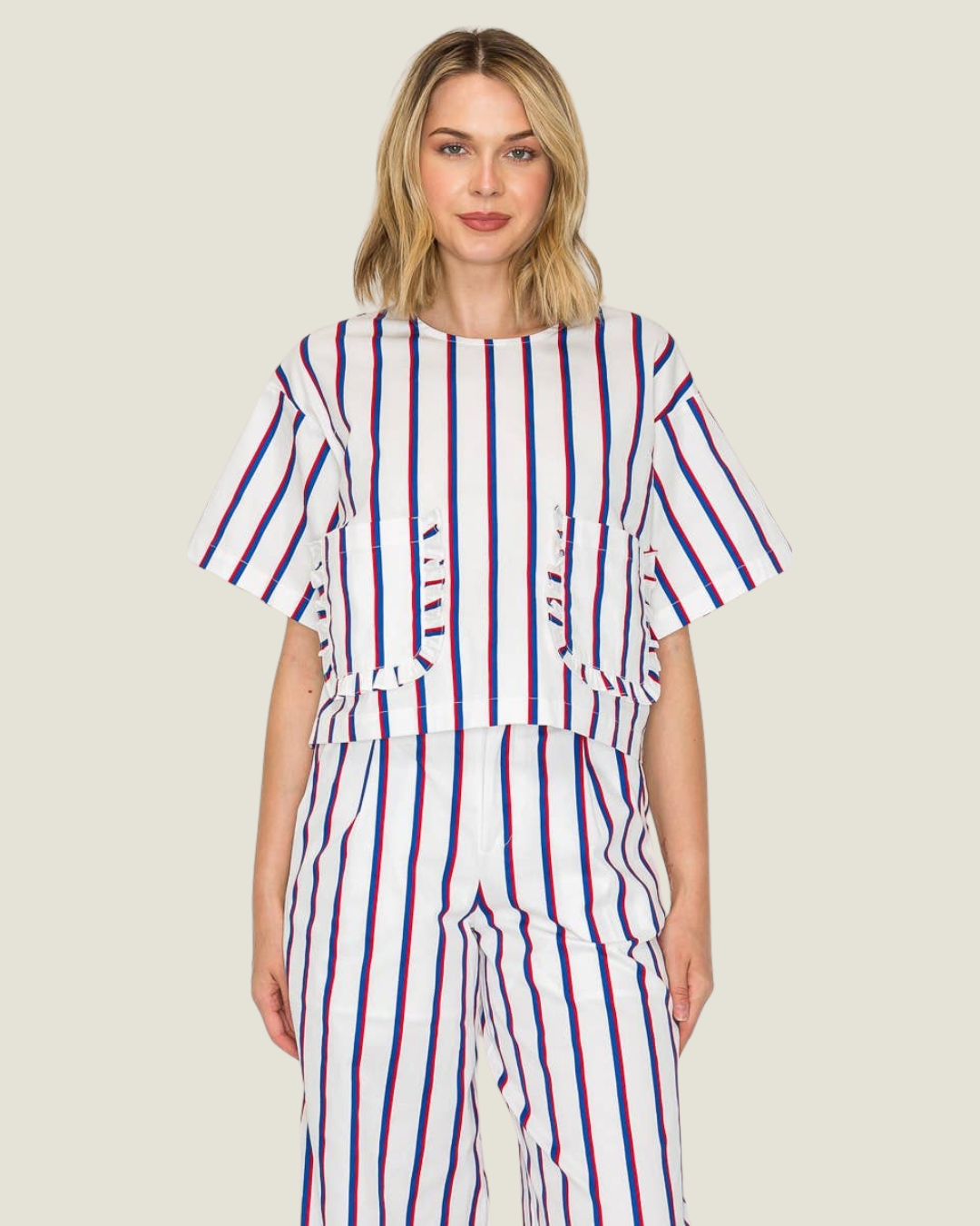 Selena Ruffle Stripe Top