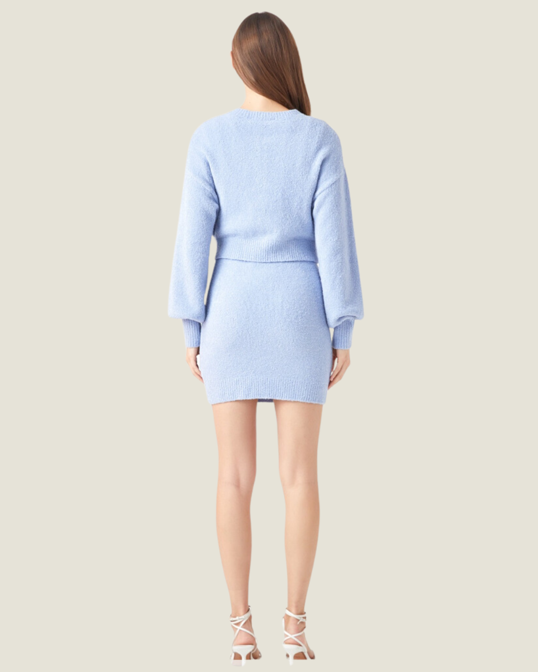 The Ocean House: Light Blue Knit Puff Sleeve Cardigan