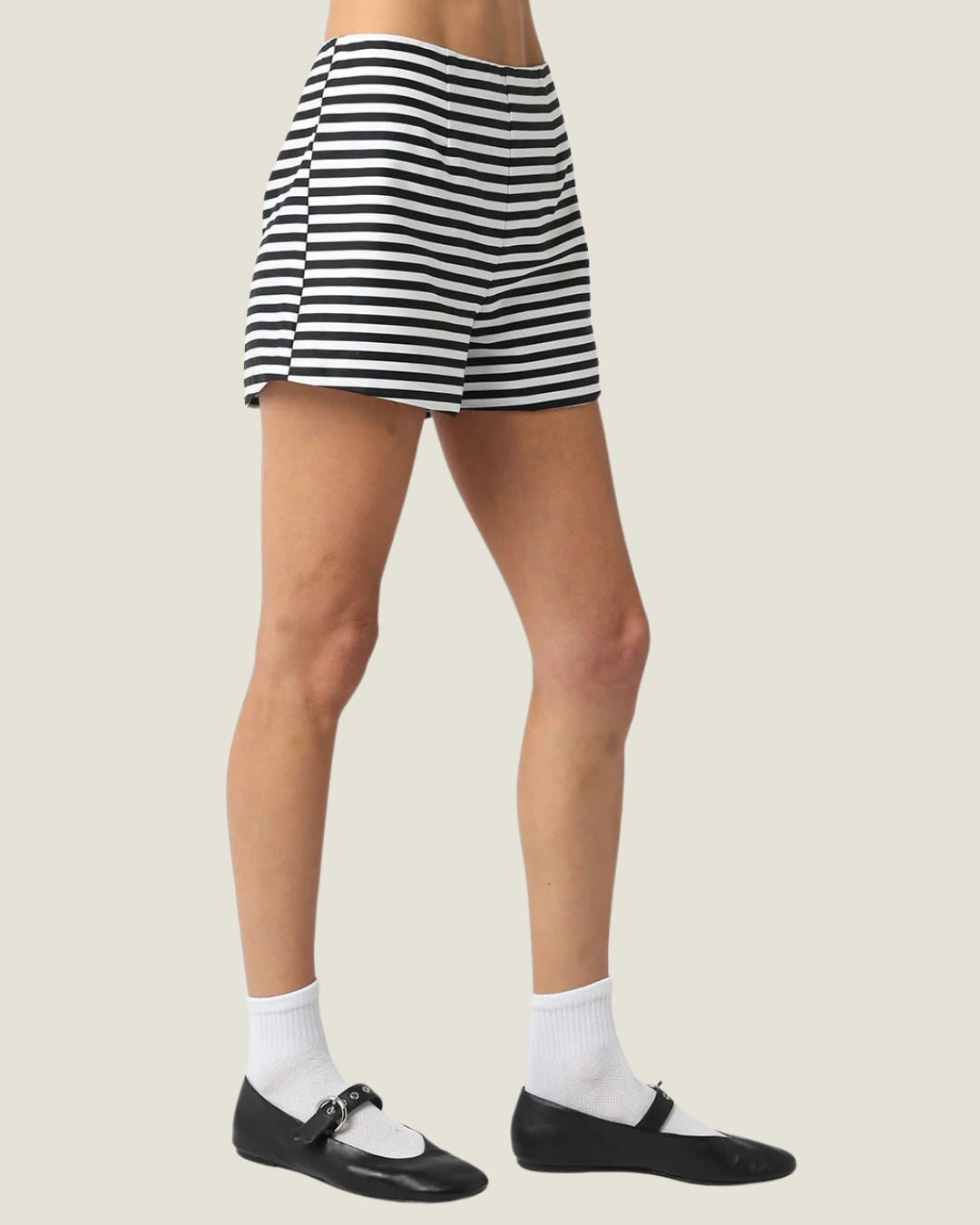 Maliya Striped High-waist Shorts