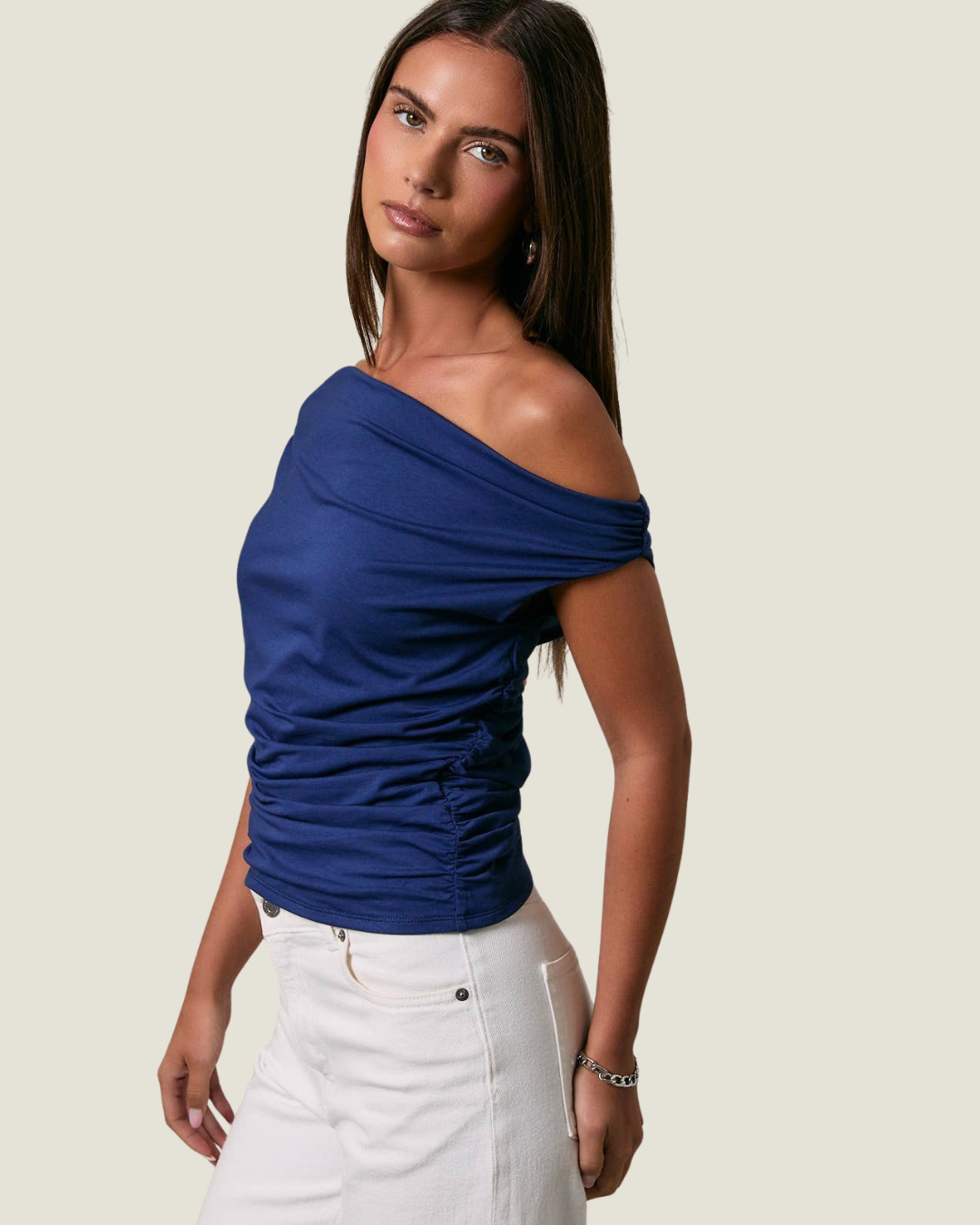 Natalie Ruched Off the Shoulder Top