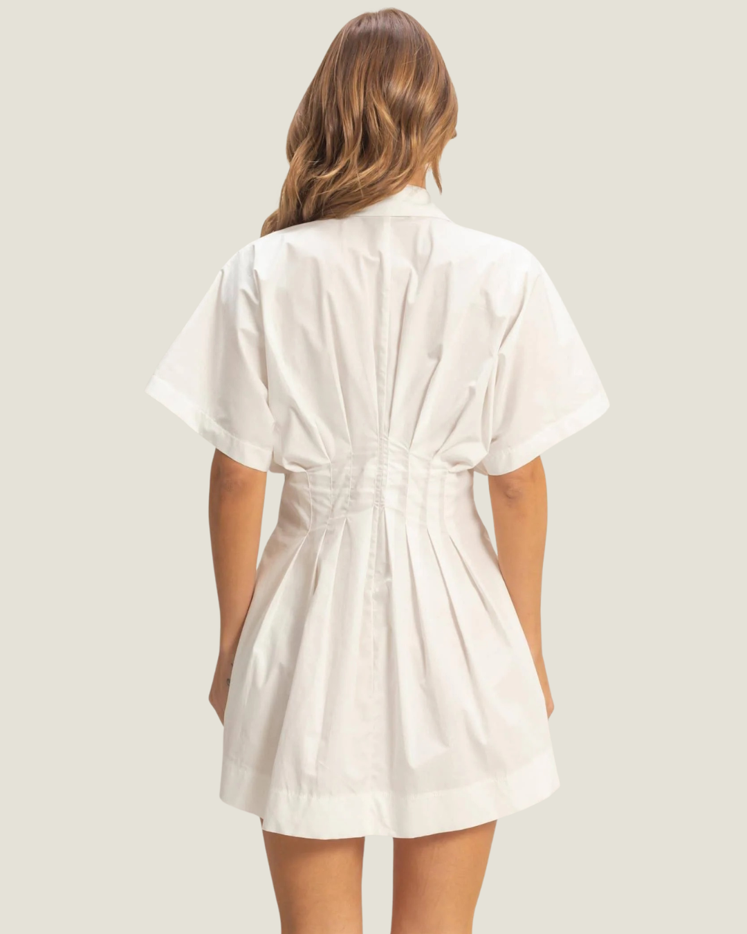 Camryn Mini White Pleated Fit & Flare Dress