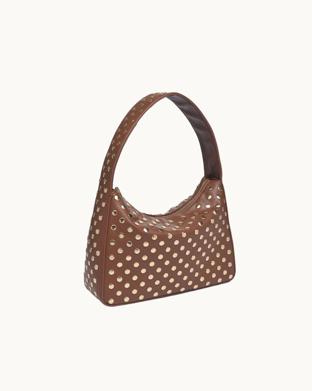 The Rebel: Studded Shoulder Bag Chocolate