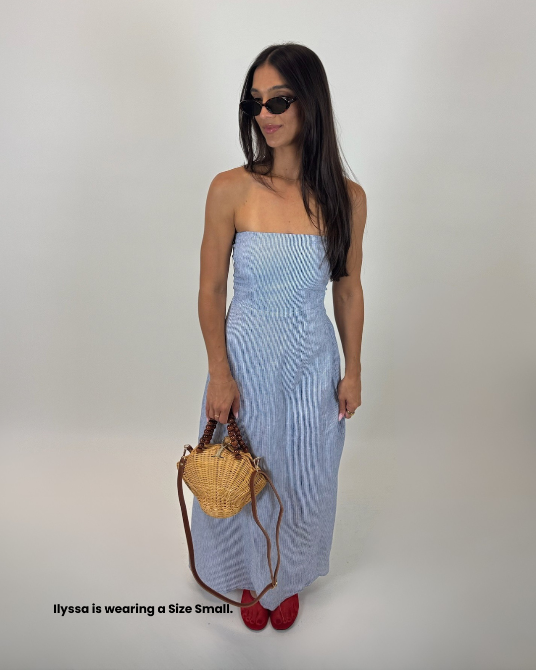 The Ivy: Strapless Linen Maxi Dress