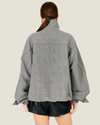 Women's Archie Plaid Jacket featuring a relaxed fit, zip-front closure, front zipper pockets, and adjustable drawstring waist.