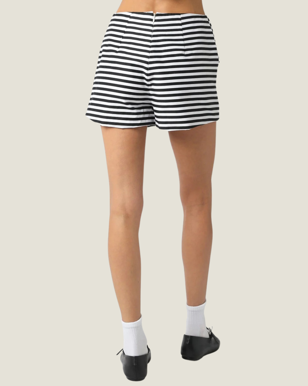 Maliya Striped High-waist Shorts