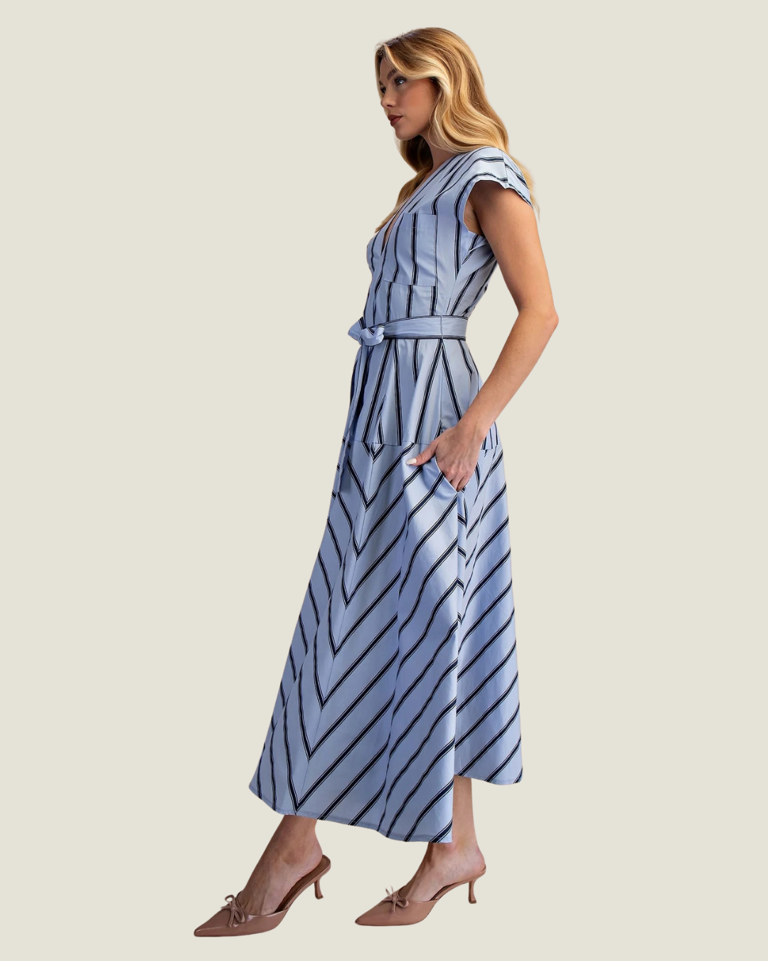 Capri Stripe A-Line Midi Dress