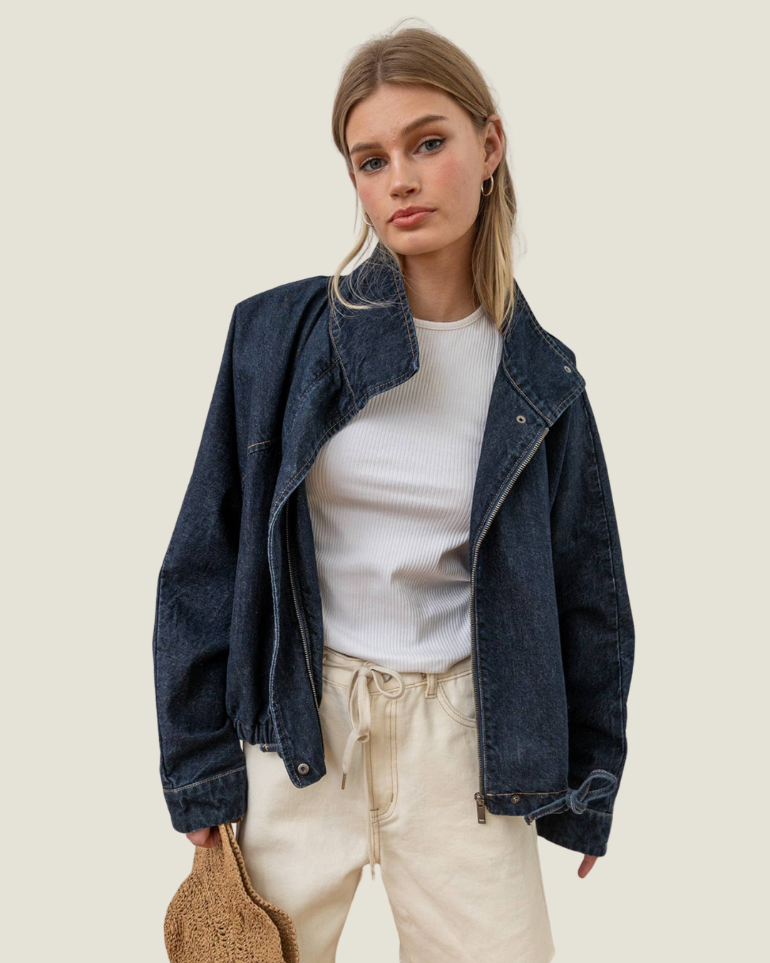 Gemma High Neck Denim Jacket