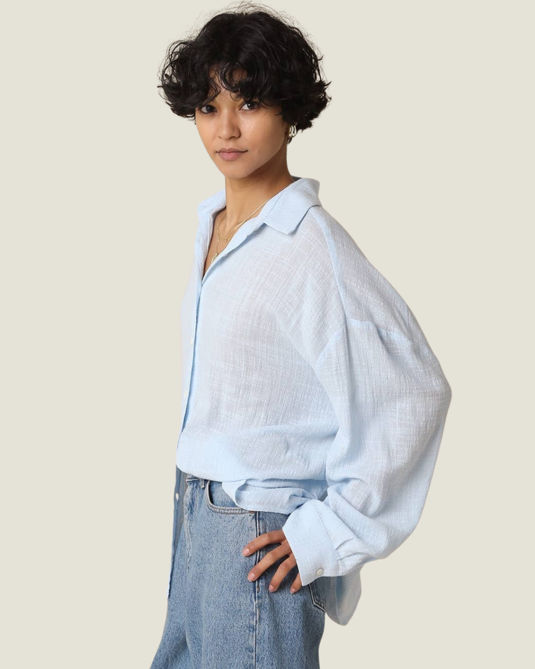 Blue relaxed fit button-down. 