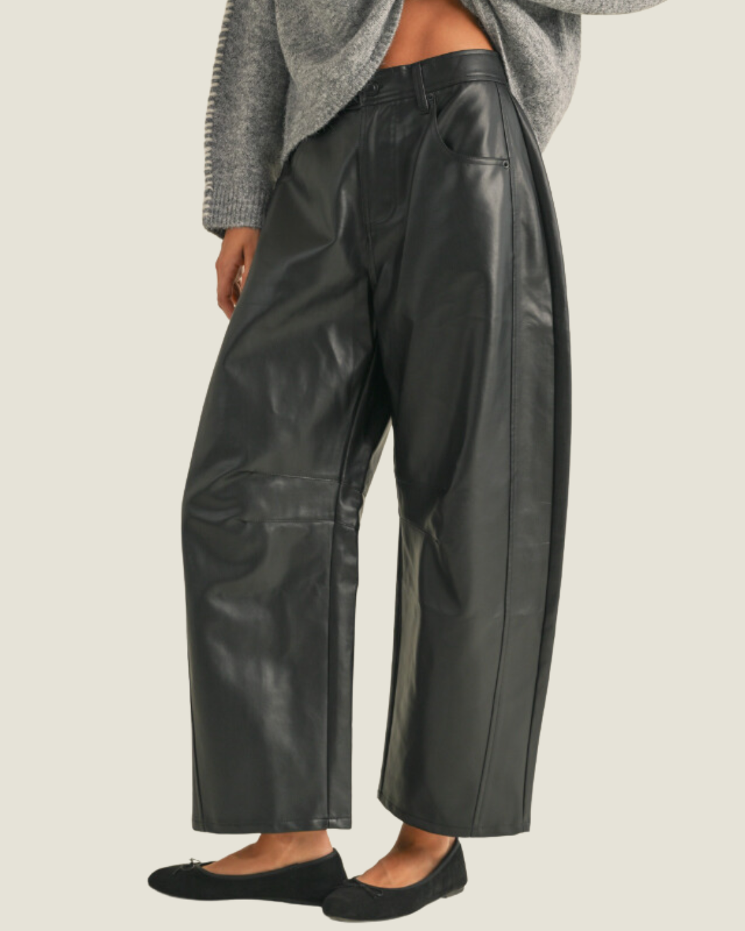 The Dante: Black Pleather Barrel Pants