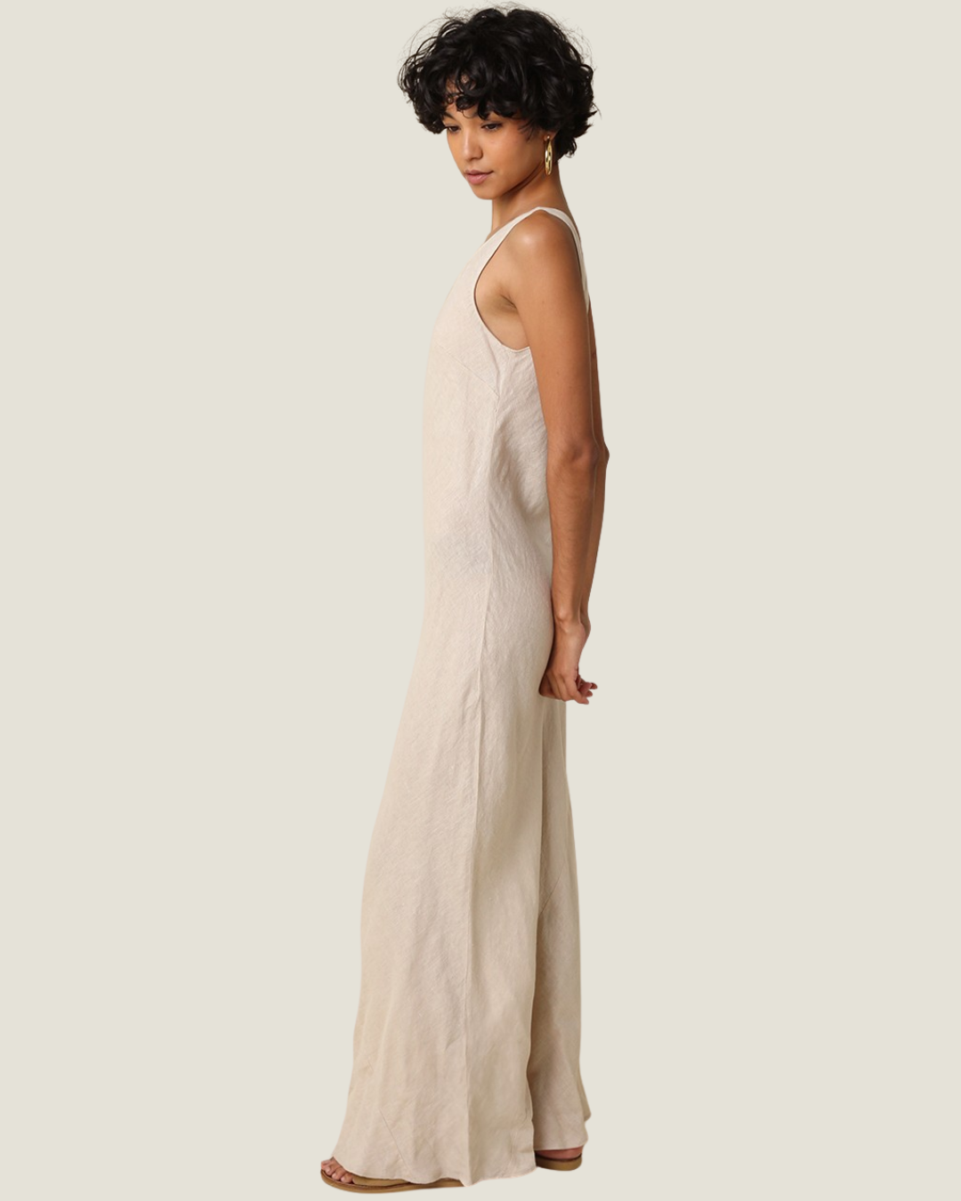 Jaime Scoop Neck Linen Maxi Dress