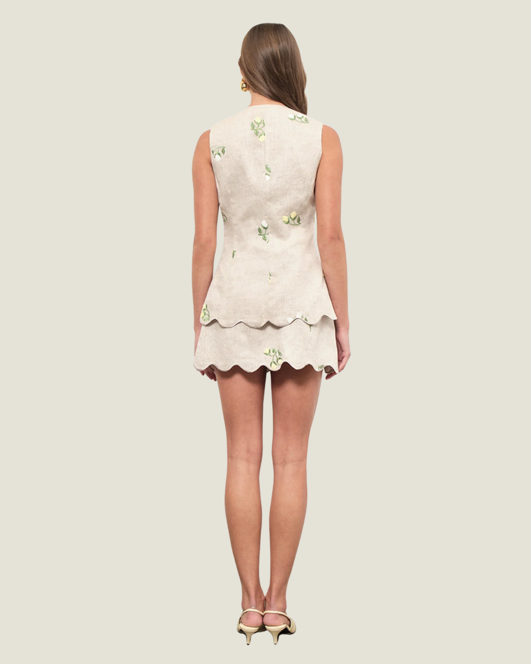Willow Embroidered Linen Mini Skirt