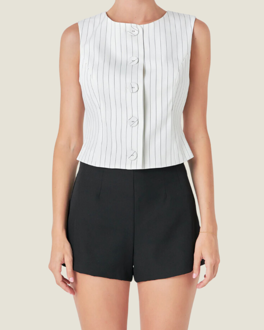 The Christine: White/Black Stripe Vest