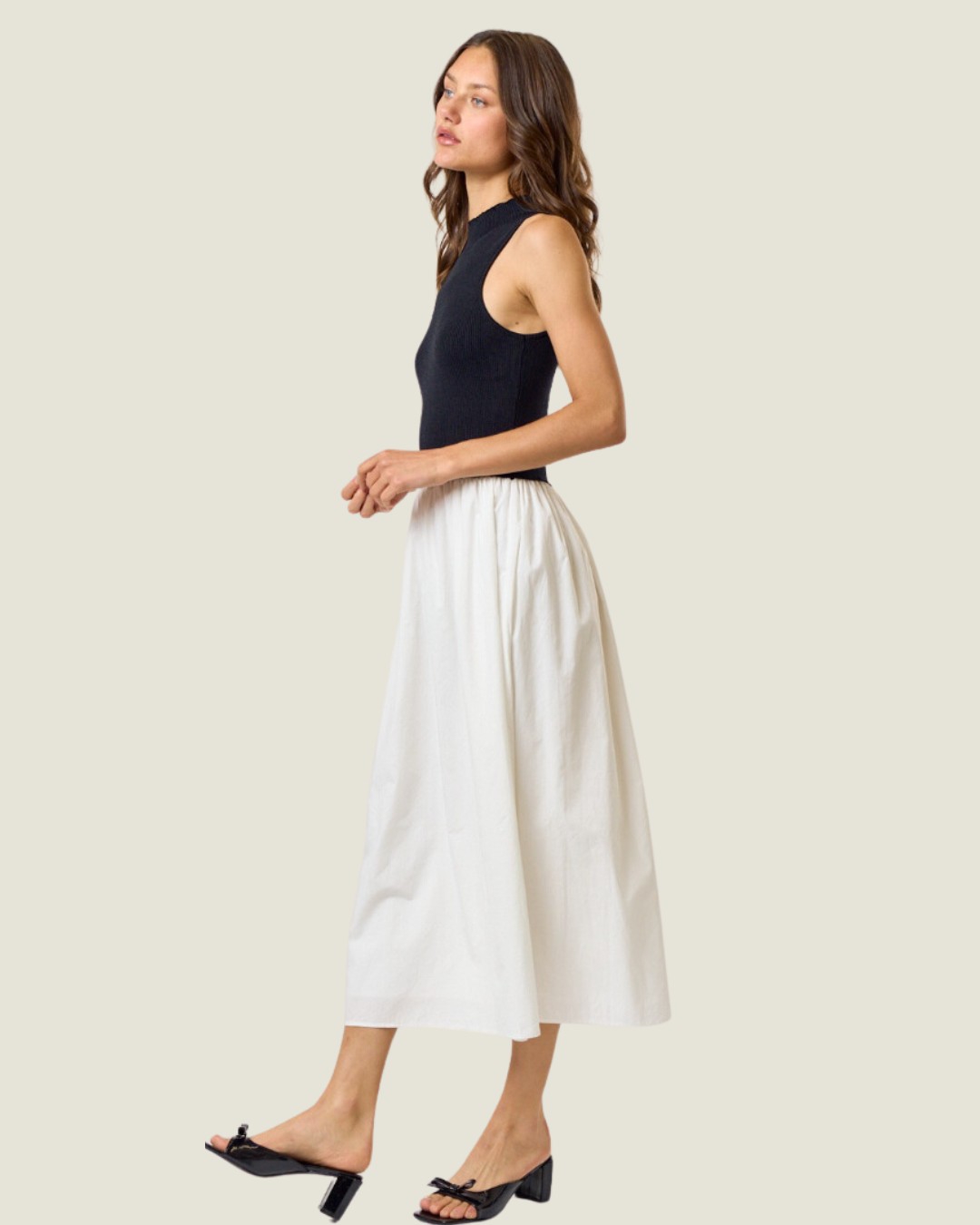 The Charlotte: Sleeveless Midi Poplin Dress