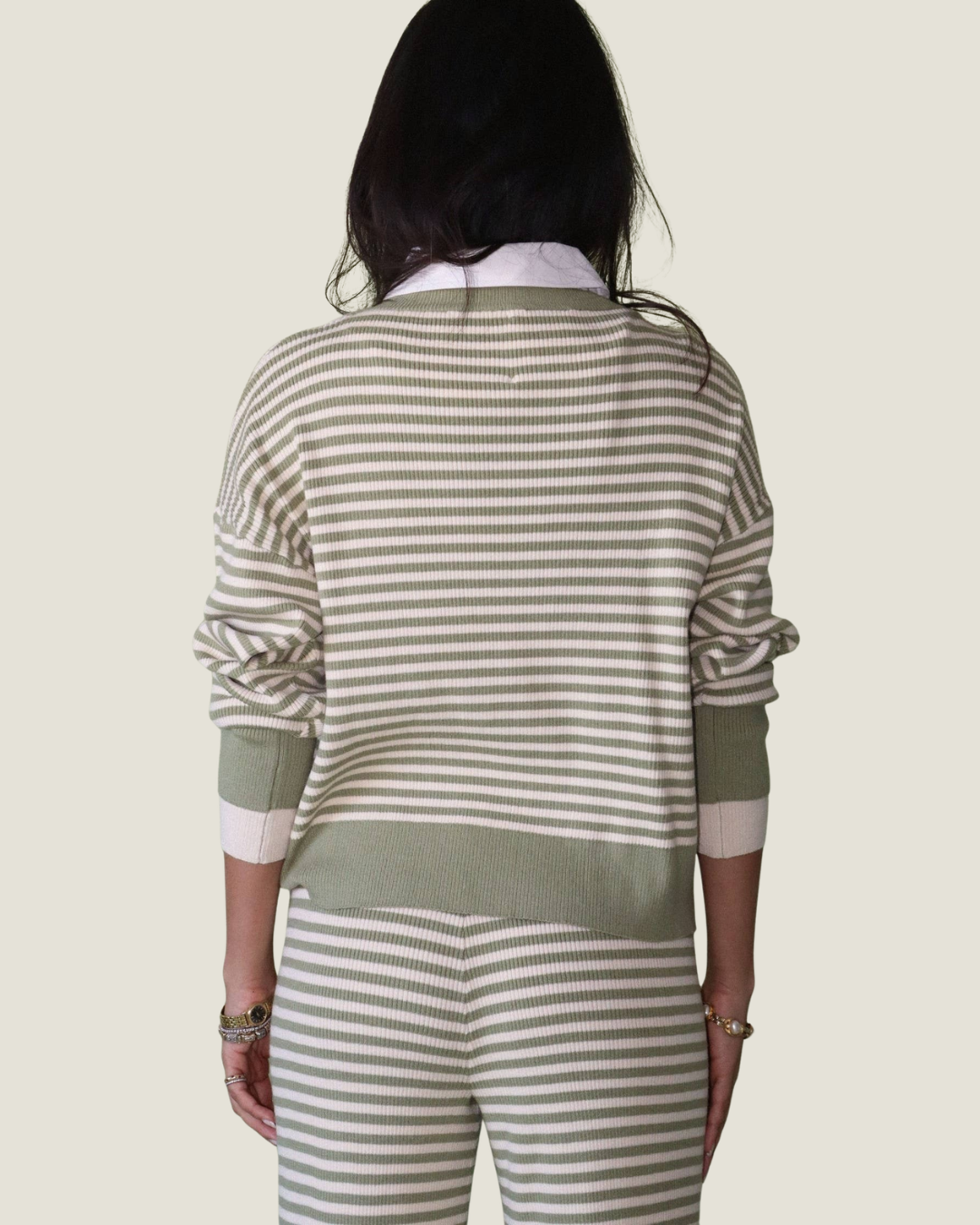Lennon Striped Collared Sweater Top