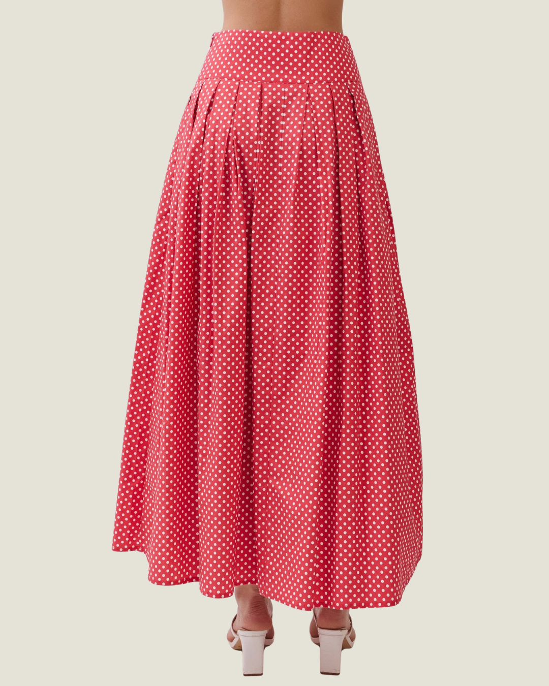 Gemma Pleated Polka Dot Maxi Skirt