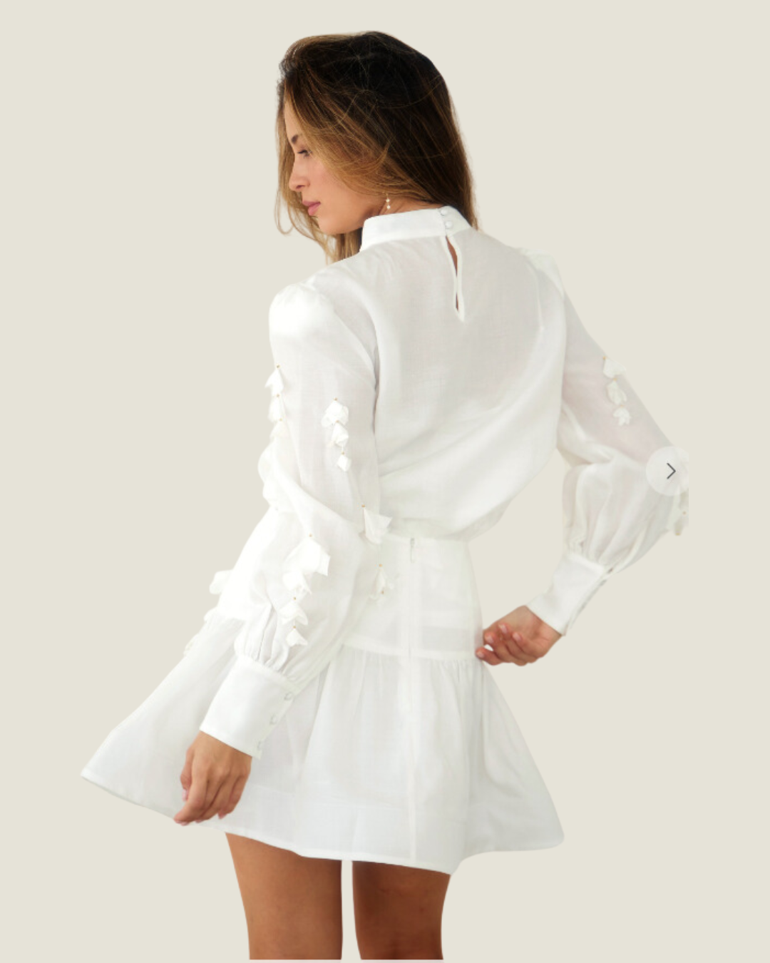 The Whitney: White Floral Trim Fit & Flare Skirt