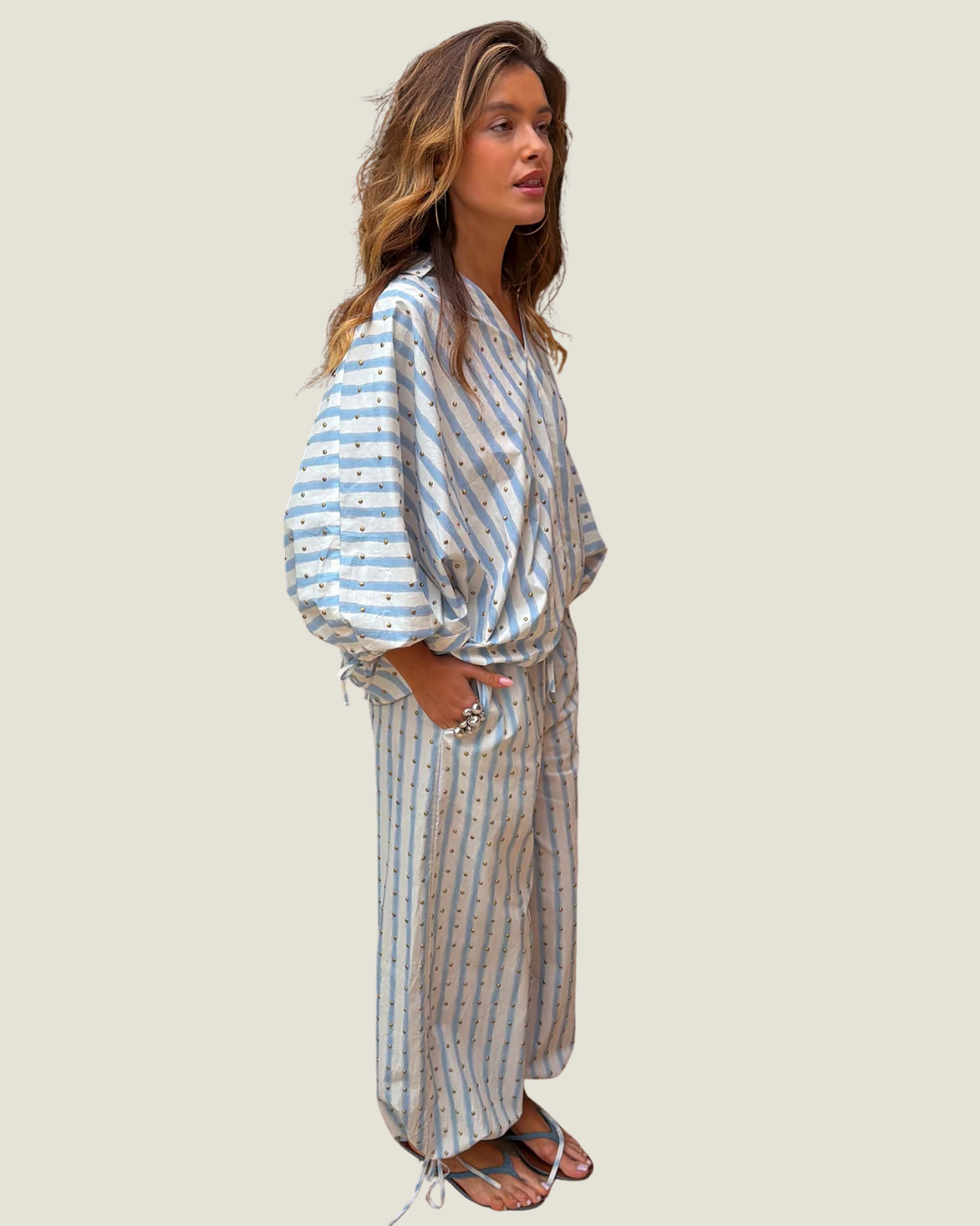 Blue Stripe Balloon Trouser