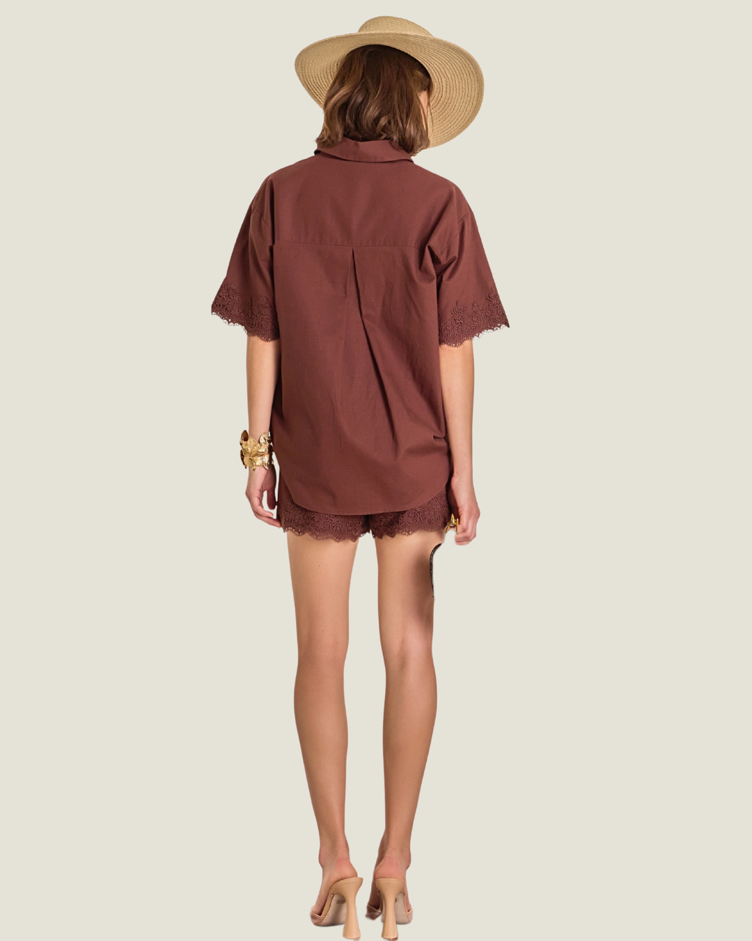 Sara Brown Linen Lace Shorts