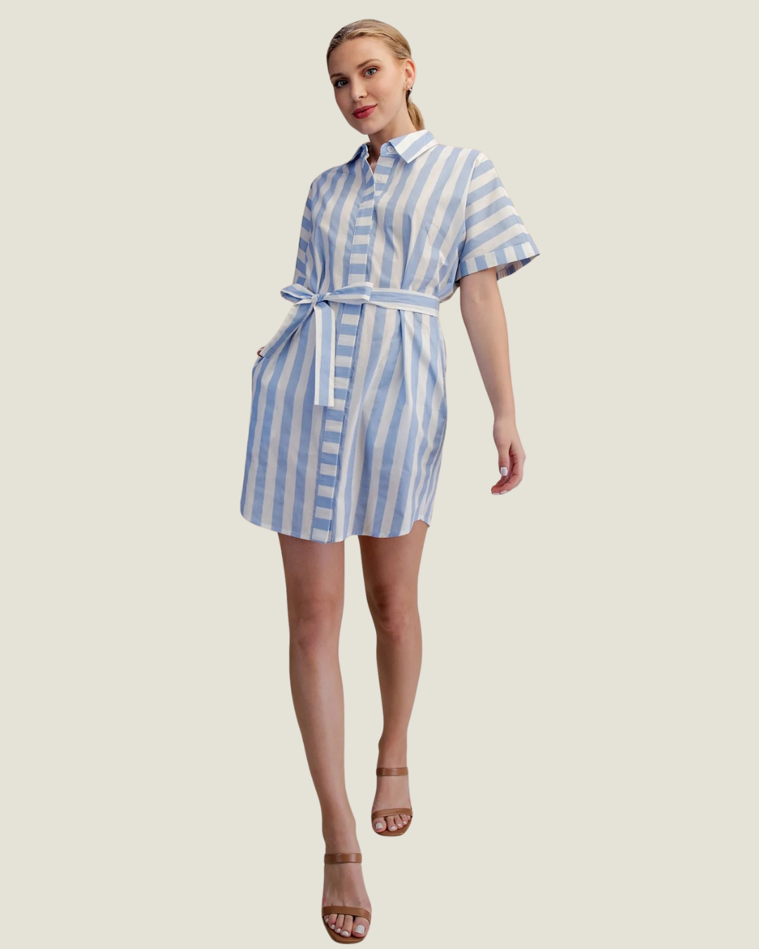 Carrie Button-up Belted Mini Dress