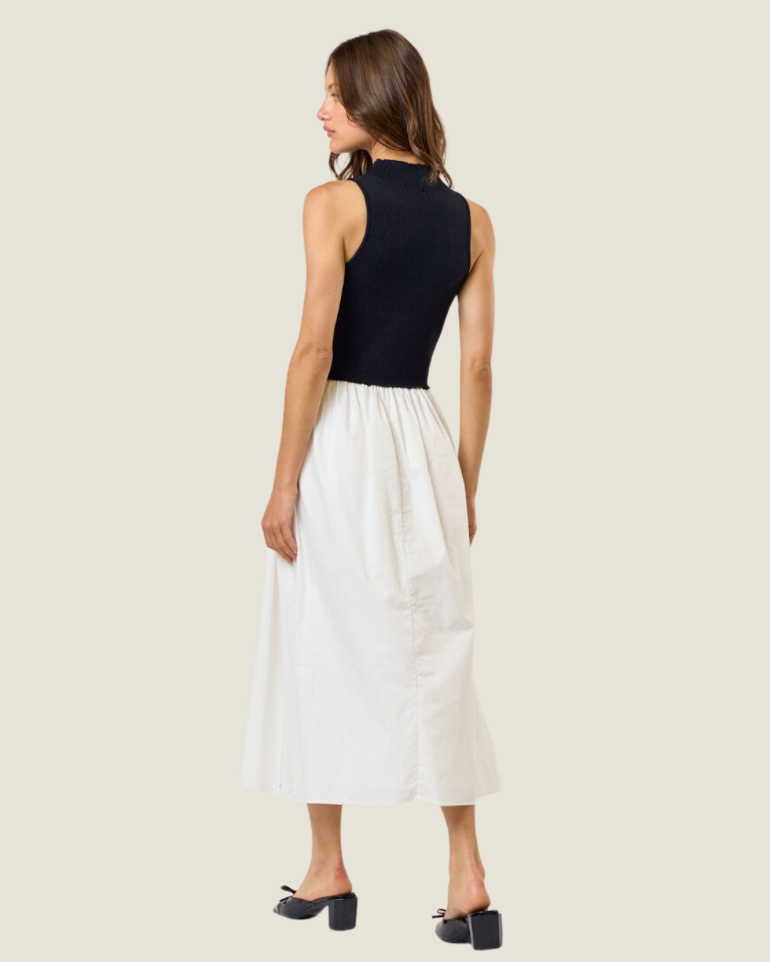 The Charlotte: Sleeveless Midi Poplin Dress