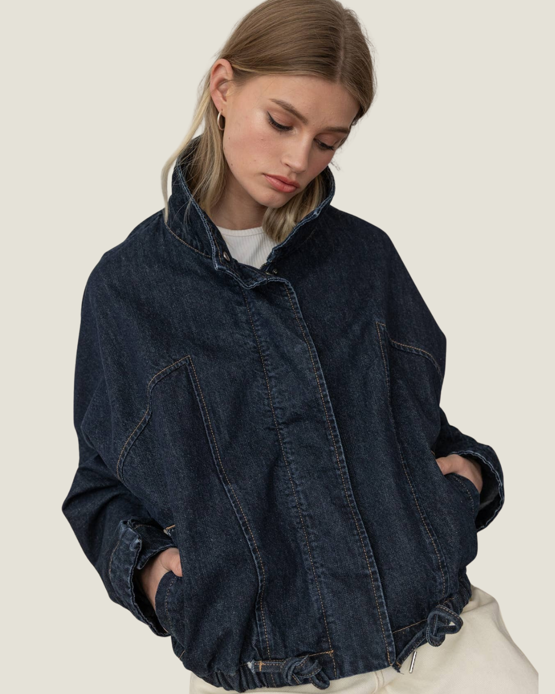 Gemma High Neck Denim Jacket