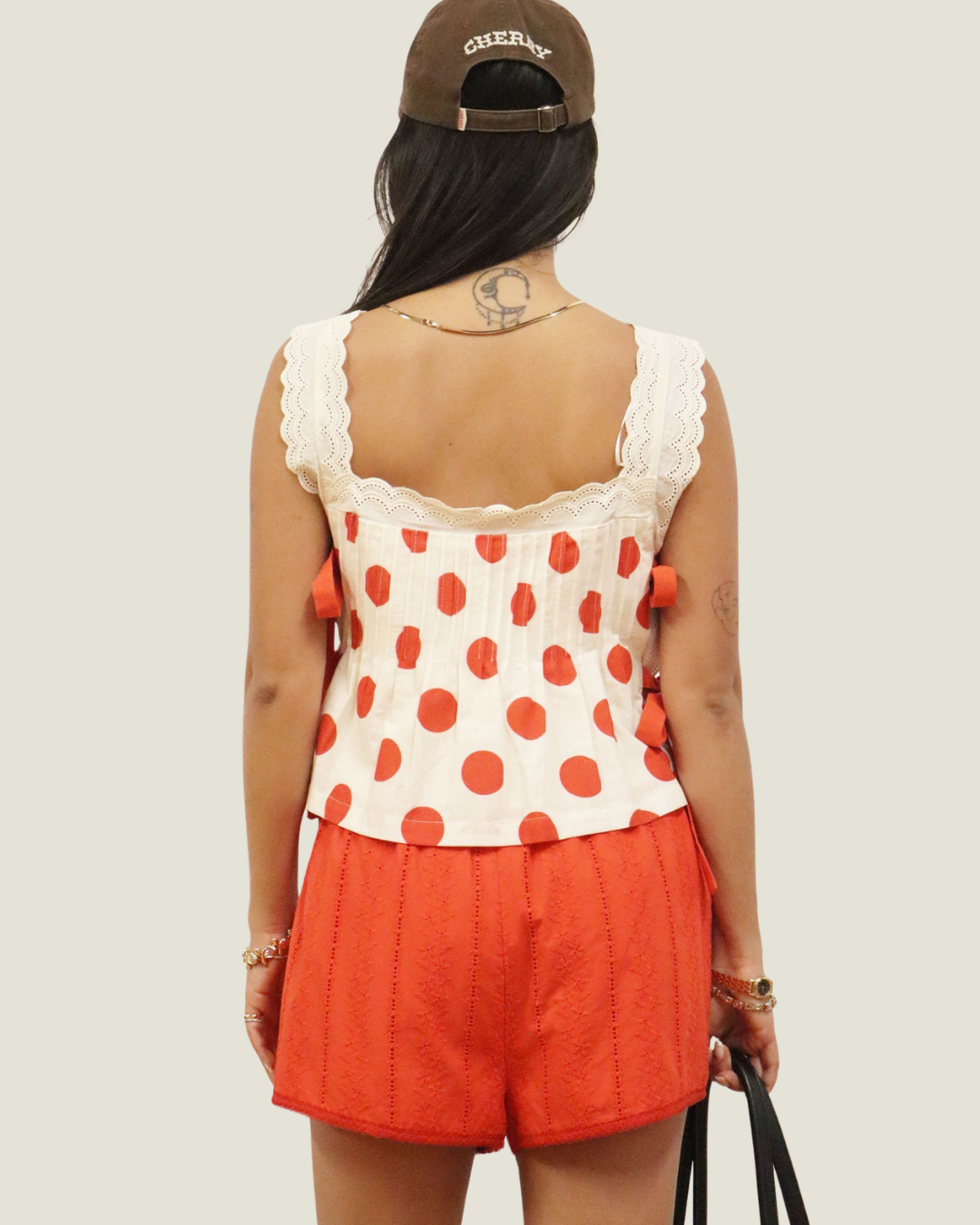 Isla Cotton Eyelet Red Shorts