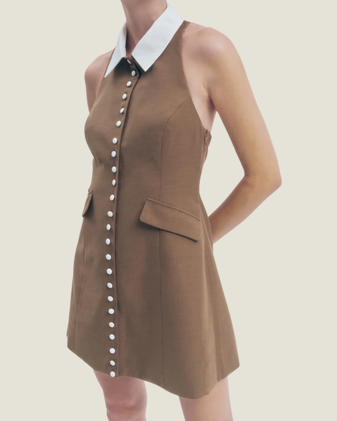 Leoni Linen Collard Mini Dress