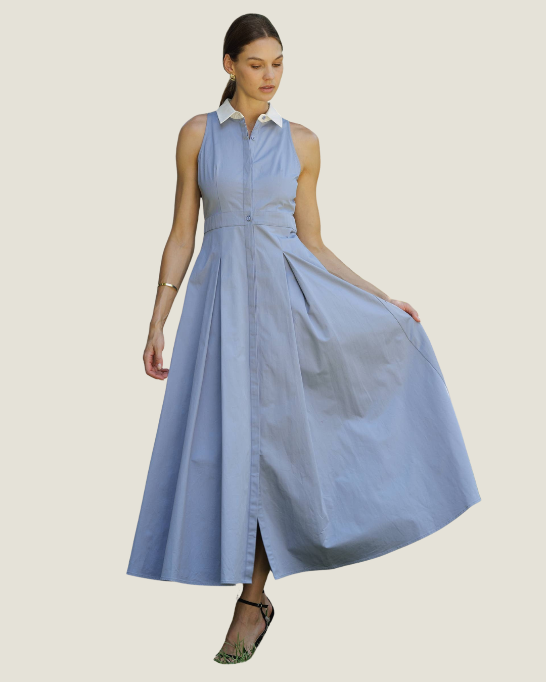 Tessa Sleeveless Collared Maxi Dress