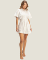 Camryn Mini White Pleated Fit & Flare Dress