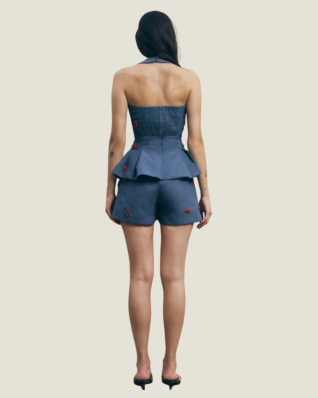 Beaded Halter Flare Top