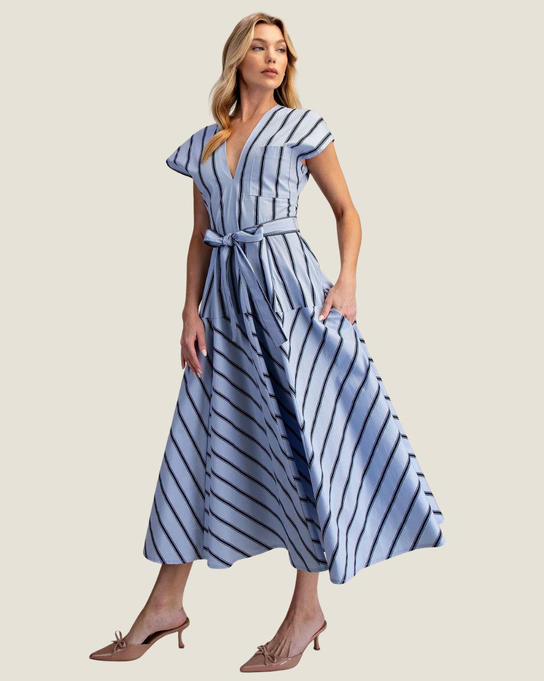 Capri Stripe A-Line Midi Dress