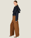 Women's Roxie Cape Jacket featuring a structured twill silhouette, optional cape detail, classic collar, button cuffs, and flap front pockets.