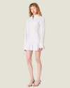 White Long Sleeve Shirt Dress with Corset Adjustable Backing. 