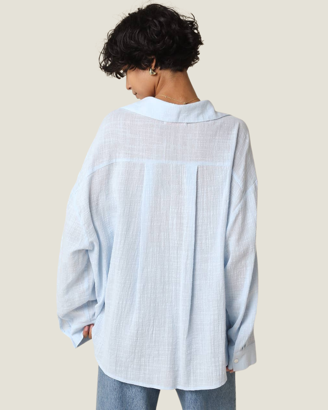 Blue relaxed fit button-down. 