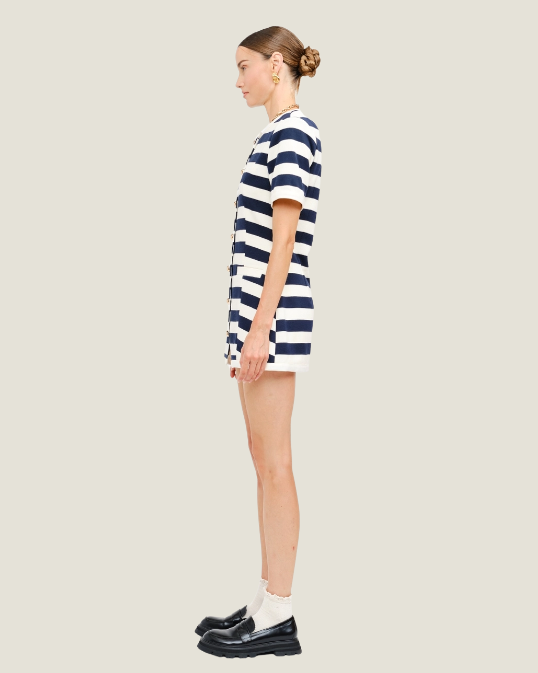 Clarissa Striped Button-Front Mini Dress