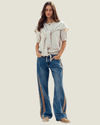 Logan Wide Leg Contrast Denim
