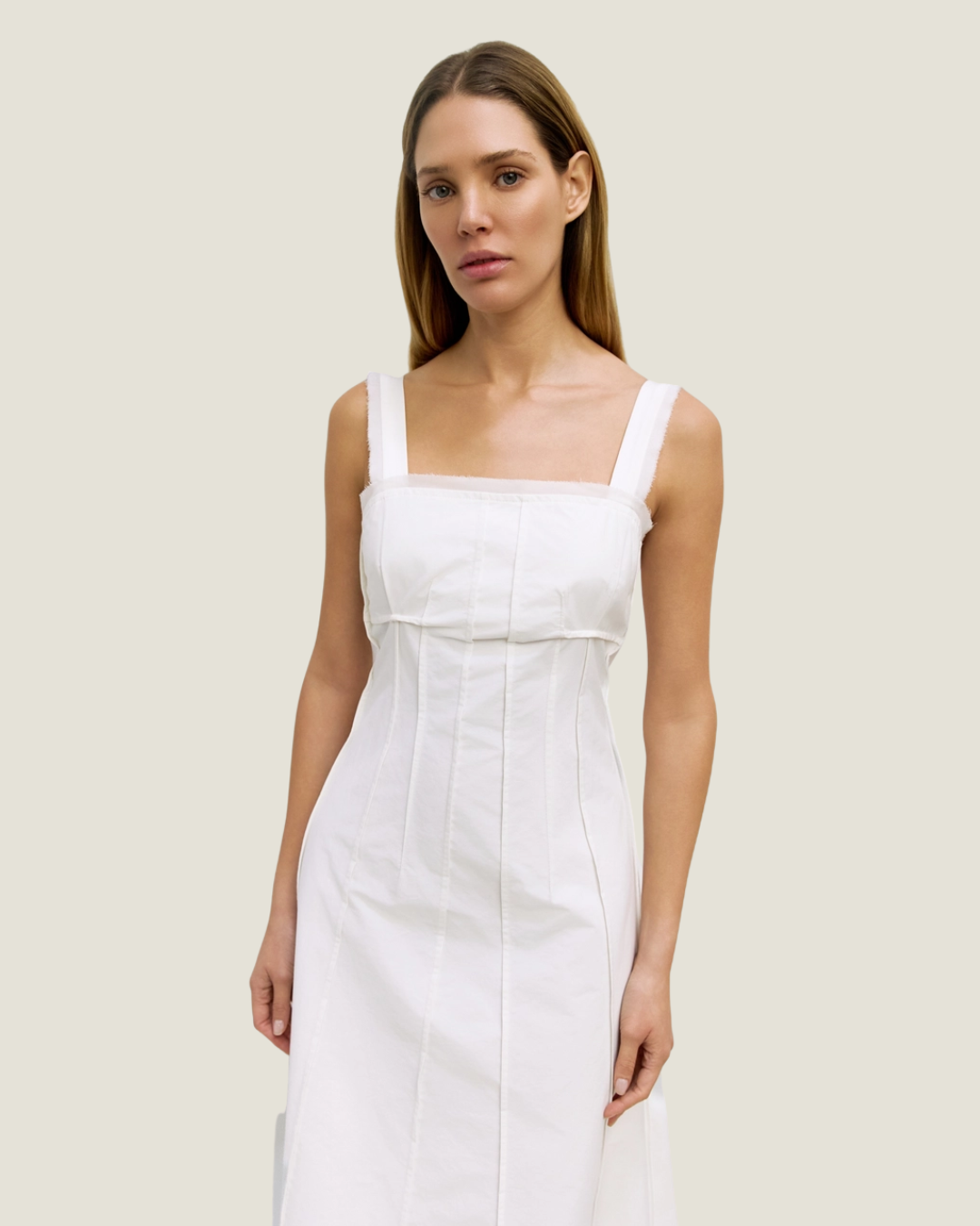 Shannon White Tailored Midi Dress