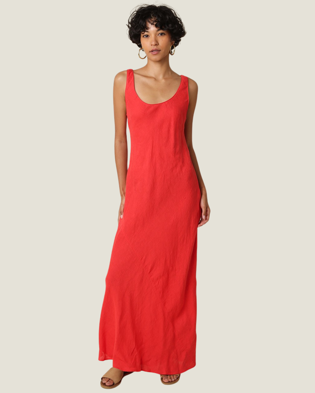 Jaime Scoop Neck Linen Maxi Dress