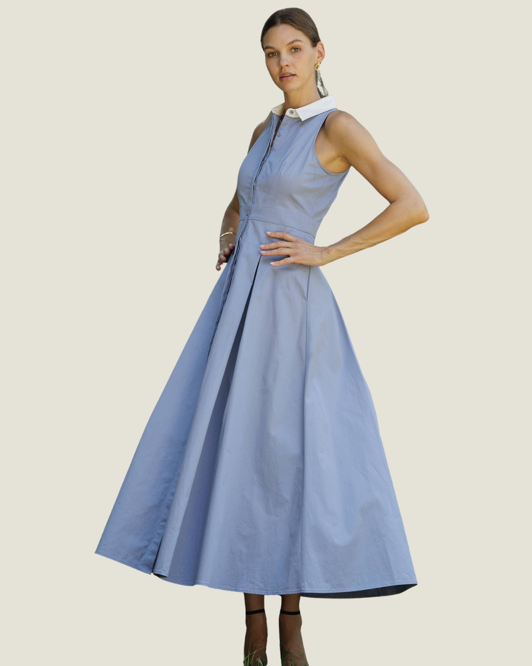 Tessa Sleeveless Collared Maxi Dress
