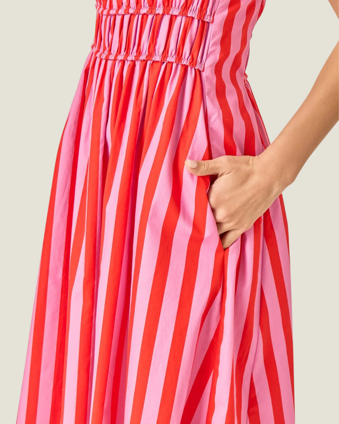 Sabrina Sunset Stripe Smocked Midi Dress