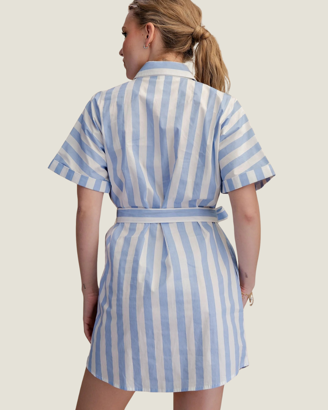 Carrie Button-up Belted Mini Dress S Carrie Button-up Belted Mini Dress S