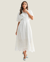 Bree Eyelet Button Front Midi Dress