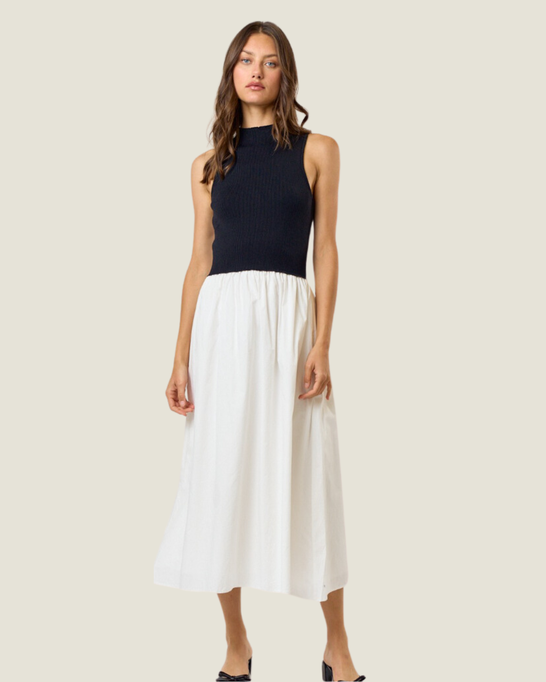 The Charlotte: Sleeveless Midi Poplin Dress