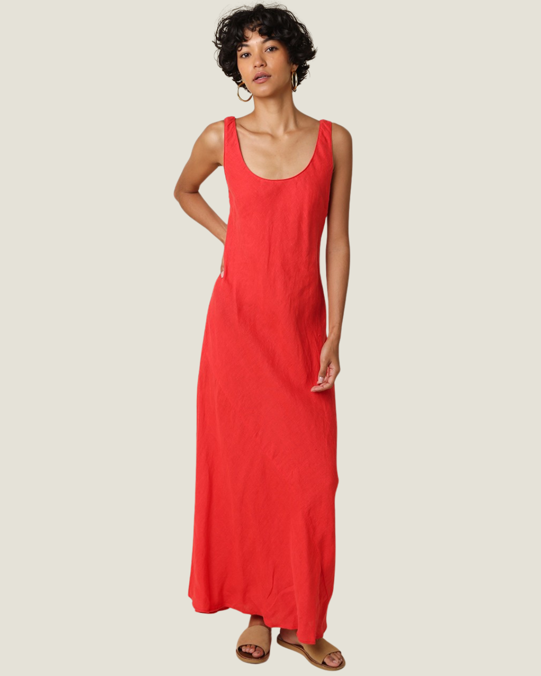 Jaime Scoop Neck Linen Maxi Dress