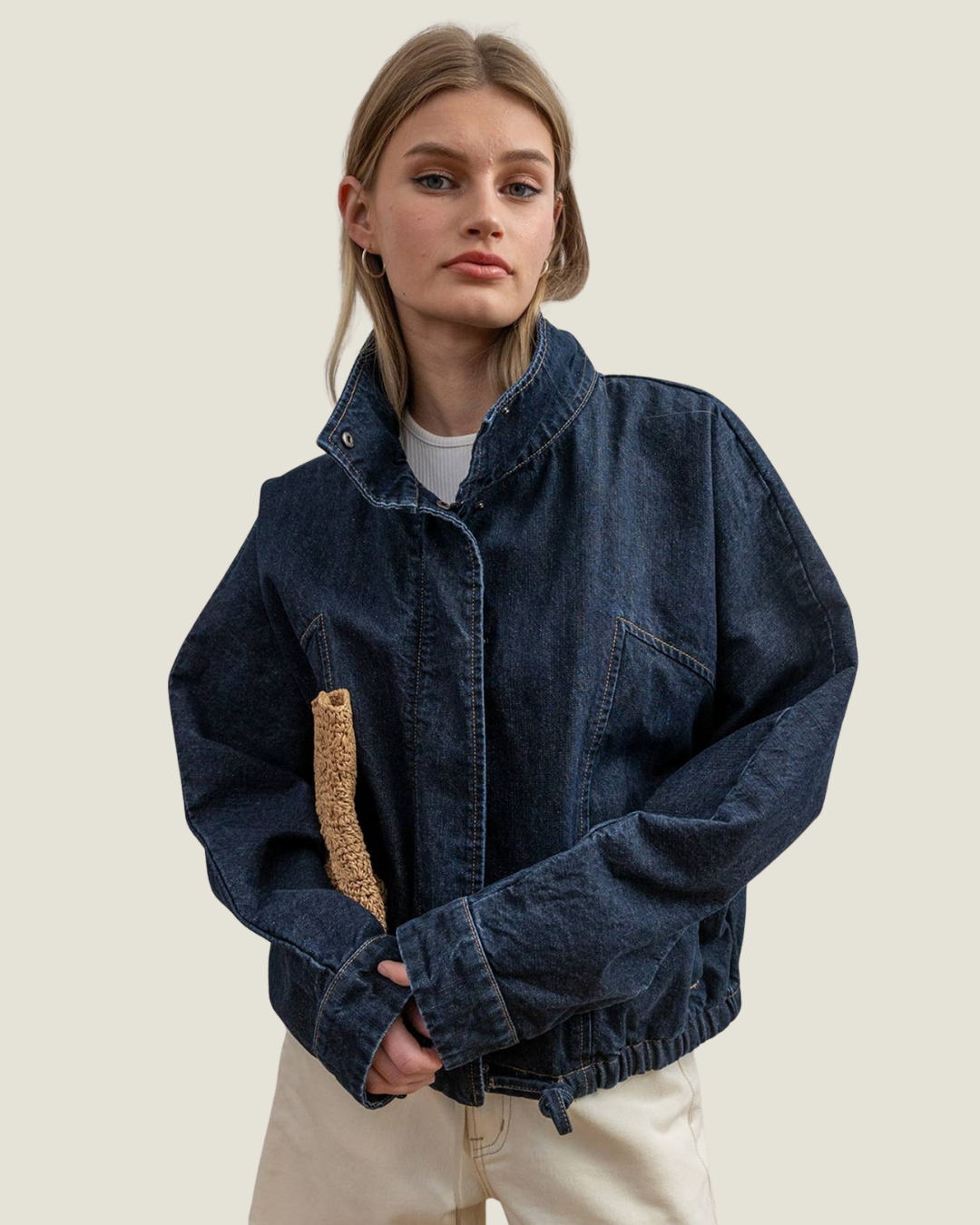 Gemma High Neck Denim Jacket