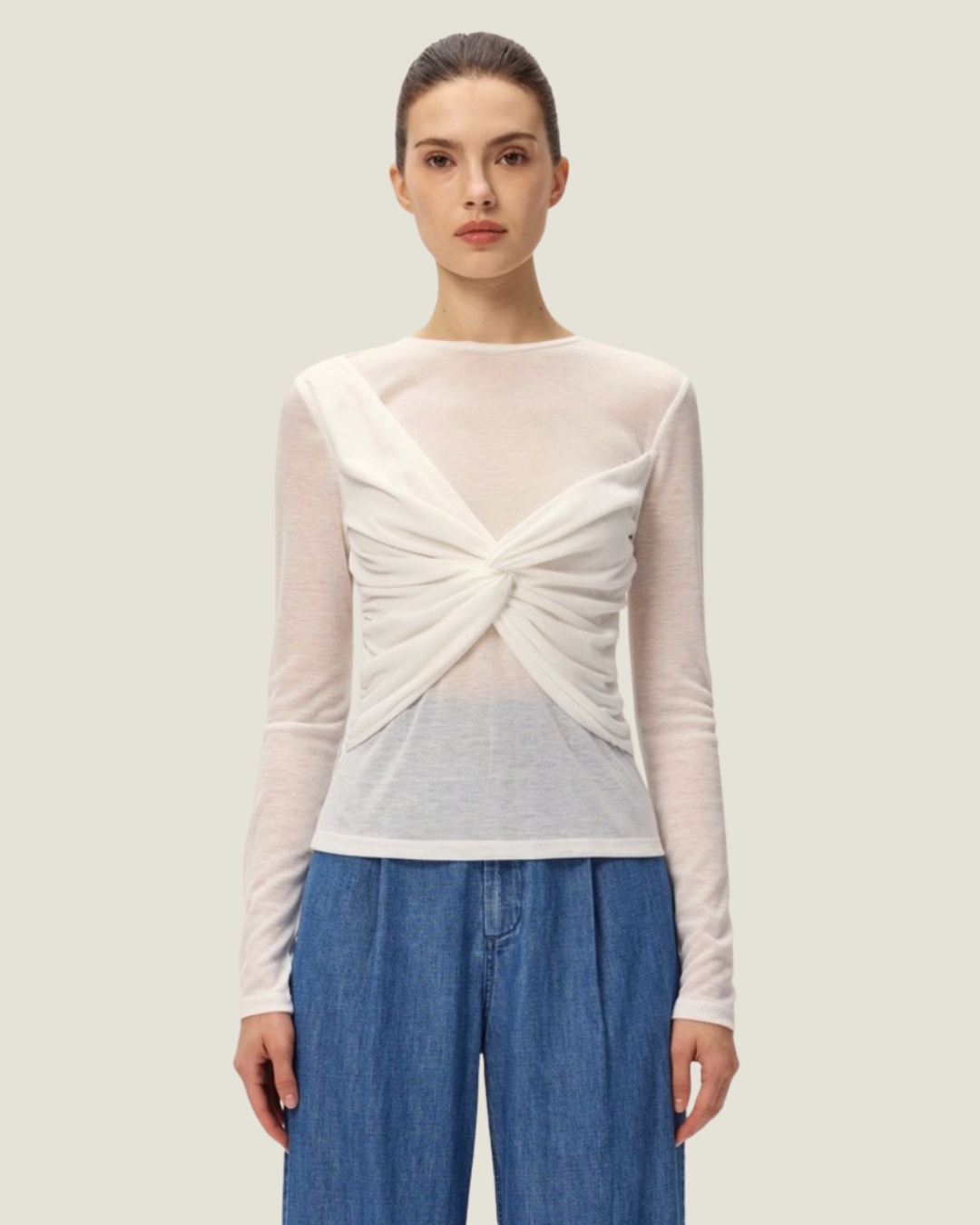 Nerida White Long Sleeve Top