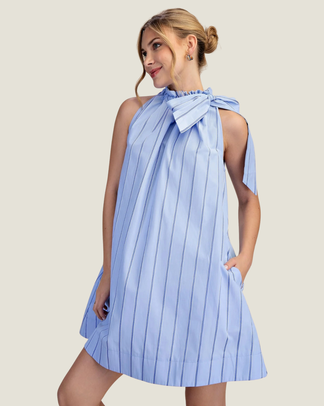 Sally Tie-Neck Mini Dress